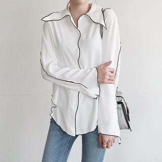 Chelsea-collar Contrast-trim Blouse