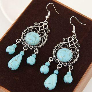 Retro Turquoise Fringed Earring 1 Pair - Turquoise - One Size