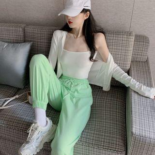 Camisole Top / Cardigan / High-waist Jogger Sweatpants / Set