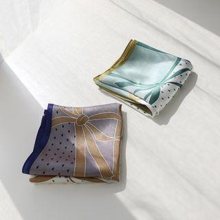 Ribbon Print Dotted Silk Scarf