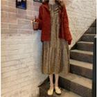 Floral Long-sleeve Midi Dress / Cardigan