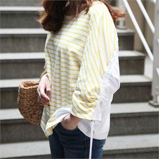 Drawstring-trim Stripe Top
