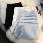Plain Ruched Mini Fitted Skirt