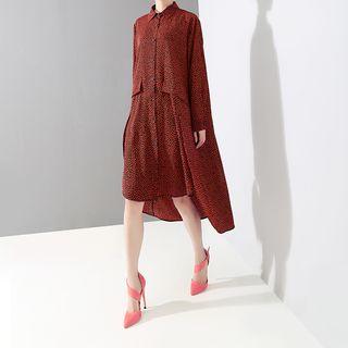 Dotted High-low Shirt Dress White - One Size