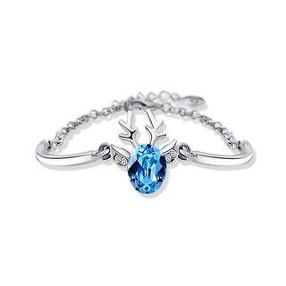 Sparkling Deer Bracelet With Blue Cubic Zircon