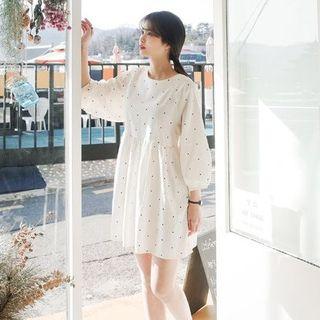 Long-sleeve Printed Loose-fit Dress