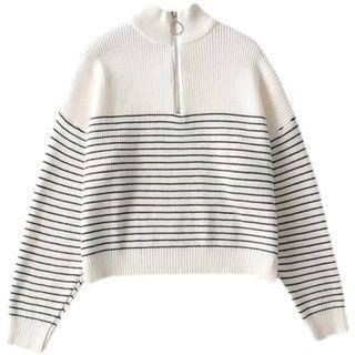 Half-zip Mock-neck Striped Sweater