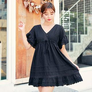V-neck Lace-detail Dress