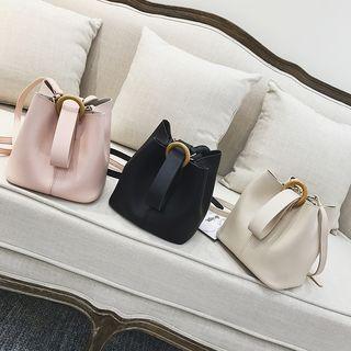 Set: Faux-leather Cross Bag + Pouch