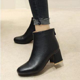 Plain Block Heel Ankle Boots
