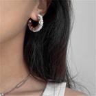 Faux Pearl Half-hoop Earring 1 Pair - S925 Silver Needle - Silver - One Size