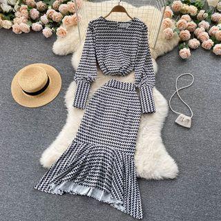Set: Striped Top + Midi Mermaid Skirt