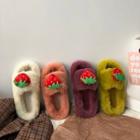 Strawberry Plush Furry Slide Sandals