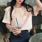 Short-sleeve Lace Trim Collar T-shirt