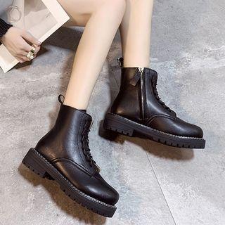 Stitched Trim Lace-up Platform Short Boots