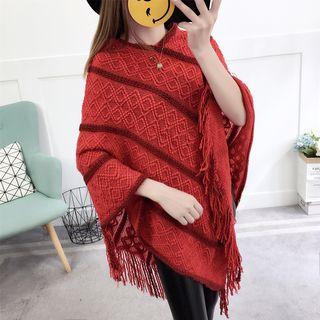 Fringe Cape-sleeve Sweater