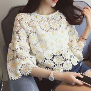 Floral Lace Short-sleeve Top