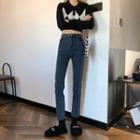 High Waist Straight Leg Cropped Jeans
