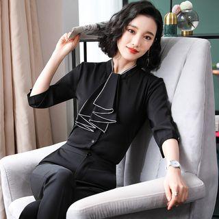 Elbow-sleeve Shirt / Dress Pants / Pencil Skirt / Set