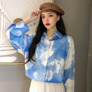 Cloud Print Shirt Blue - One Size