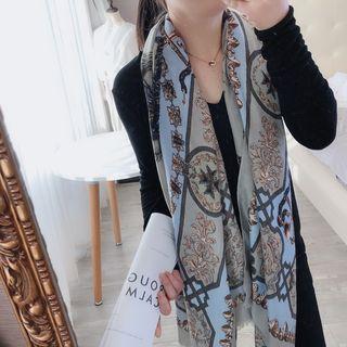 Printed Shawl Gray & Blue - One Size