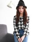 Long-sleeve Houndstooth Top