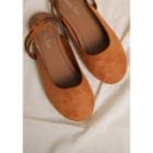 Round-toe Slingback Faux-suede Flats