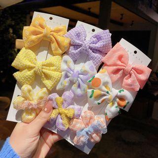 Set Of 6: Floral Print Bow Hair Clip (various Designs)
