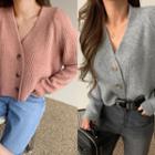 Raglan-sleeve V-neck Cardigan