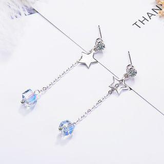 Rhinestone Cube Star Dangle Earring 1 Pair - As Shown In Figure - One Size