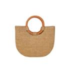 Hoop-handle Square Straw Tote