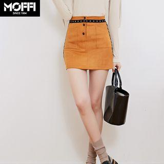 Grommet Trim A-line Skirt