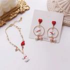 Rabbit Pendant Alloy Bracelet / Dangle Earring