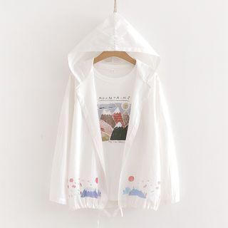 Print Button-up Hooded Jacket