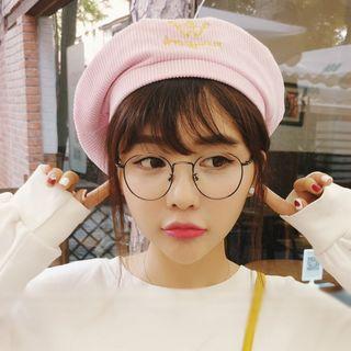 Embroidered Corduroy Beret