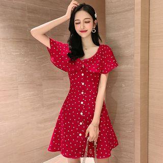 Short-sleeve Heart Pattern Mini A-line Dress