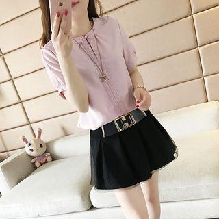 Ruffle-sleeve Cutout-front Top
