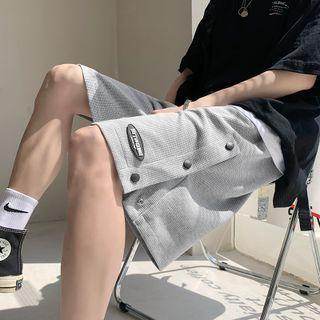 Waffle Check Snap Button Shorts