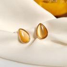 Faux Crystal Ear Stud Ear Stud - 1 Pair - S925 Silver Stud - Yellow & Gold - One Size