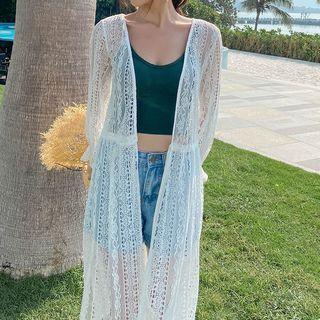 Open Front Lace Midi Jacket