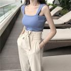 Square-neck Tank Top / High Waist Cropped Pants