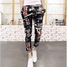 Drawstring-waist Printed Pants