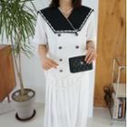 Short-sleeve Sailor Collar Maxi Dress