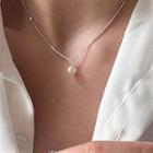 Faux Pearl Pendant Sterling Silver Necklace Xl1262 - Silver - One Size