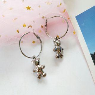 Bear Hoop Earring 1 Pair - S925 Silver - Earring - One Size
