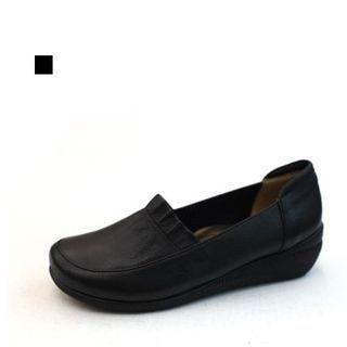 Ruched Cowhide Wedge Shoes