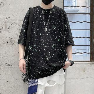 Short-sleeve Splatter Print T-shirt