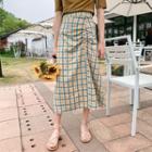 High-waist Plaid Ruffled A-line Skirt