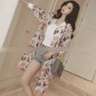 Printed 3/4-sleeve Long Chiffon Jacket