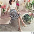 High-waist Flower A-line Midi Skirt